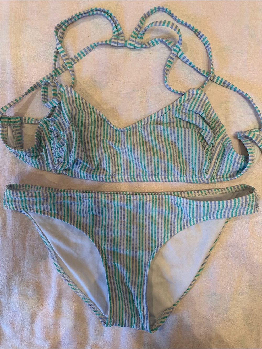 Xhilaration Striped Bikini, Top is Size D/DD Bottom is Size XL